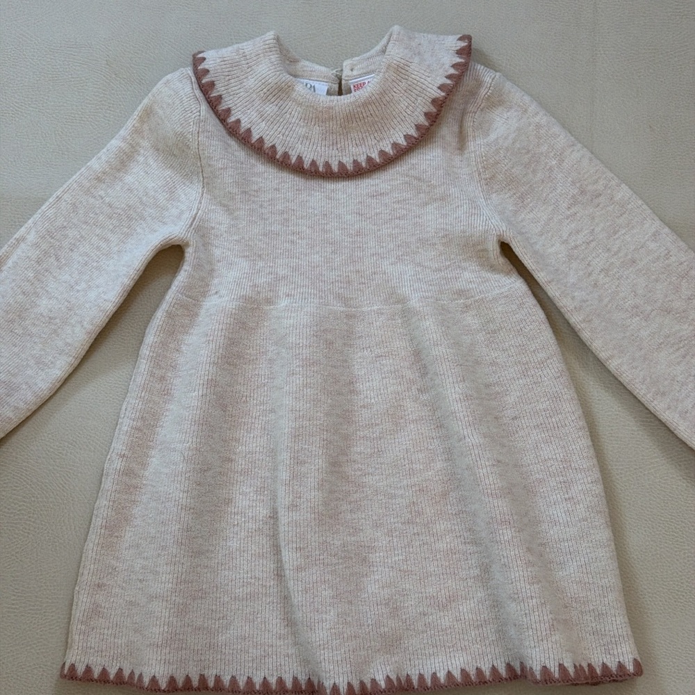 Zara Cream Knit Dress with Trim 18-24M